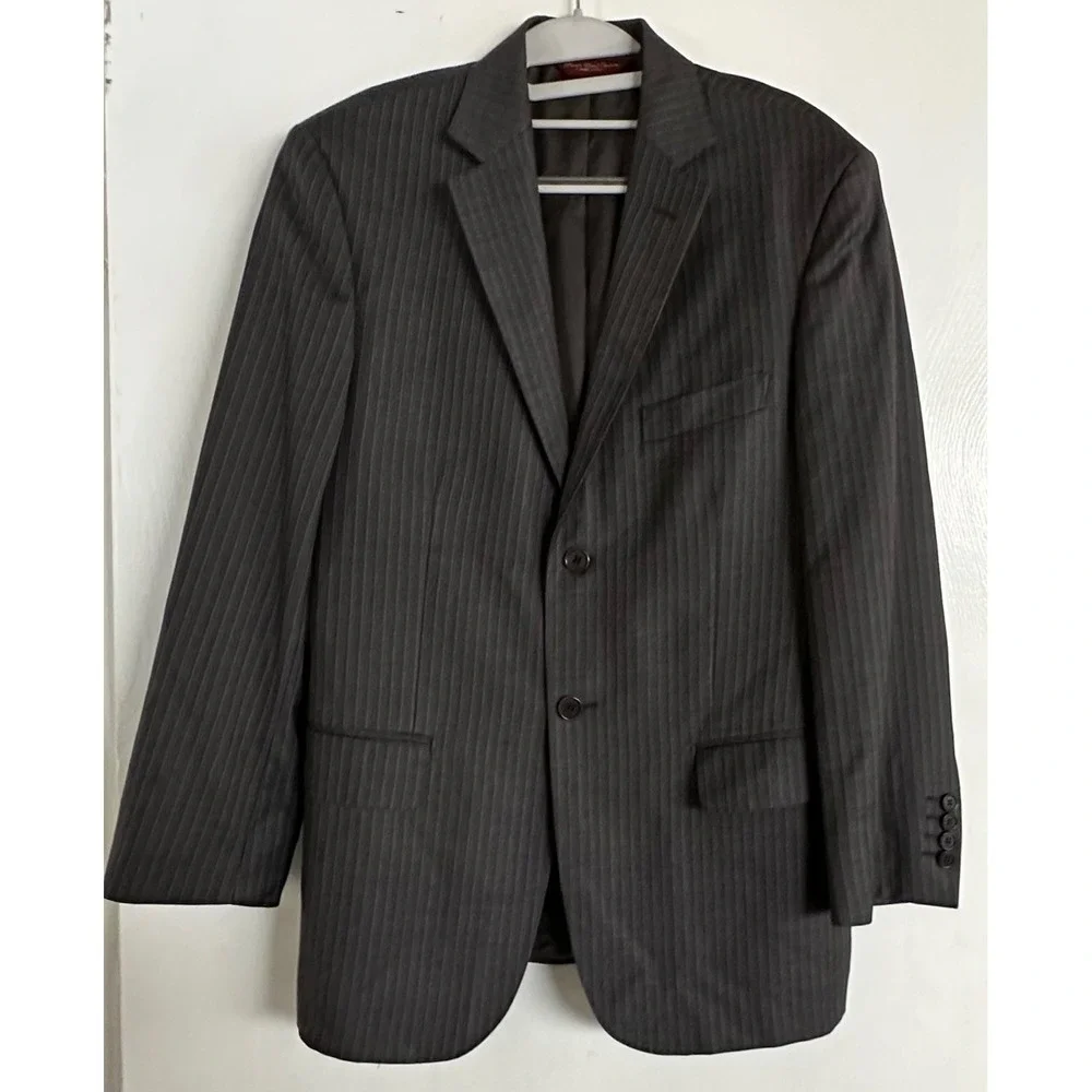 Pronto Uomo Couture Blazer Grey Pinstripe Lessona Super 100s Wool Italy 38 Short